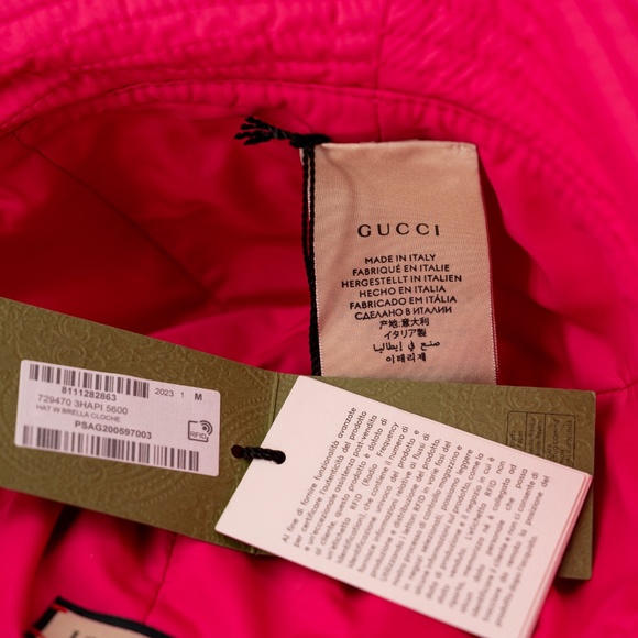 size M - Gucci GG Pink Brella Cloche Bucket Hat Cap main image 4